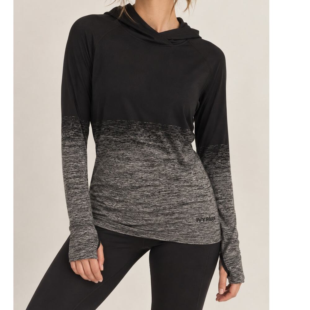 Ivy Park Seamless Gradient Hoodie Ombre Black Size L/XL Women's Running Active